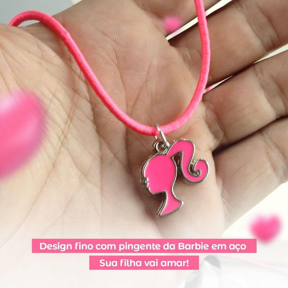 Colar Infantil Menina + Pingente Barbie Qualidade Premium Rosa Moda Presente Pink Criança Amor