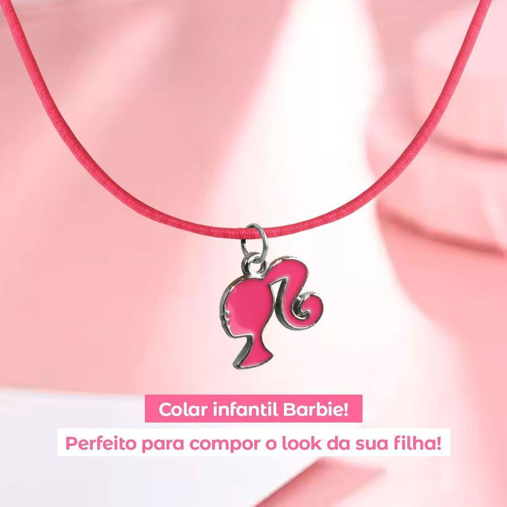 Colar Infantil Menina + Pingente Barbie Qualidade Premium Rosa Moda Presente Pink Criança Amor