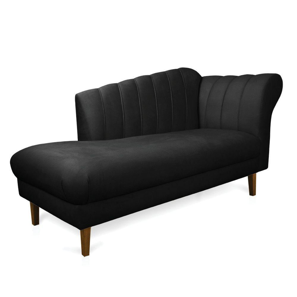 Divã Recife Suede Preto 165 Cm Pés Chanfrado Castanho - D'rossi