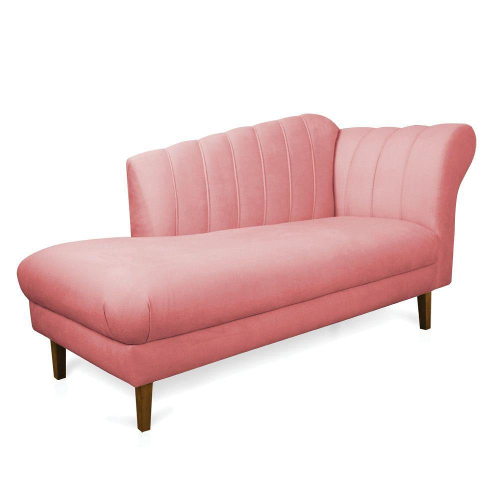 Divã Recife Suede 165 Cm Pés Chanfrado Castanho - D'rossi Cor Rose