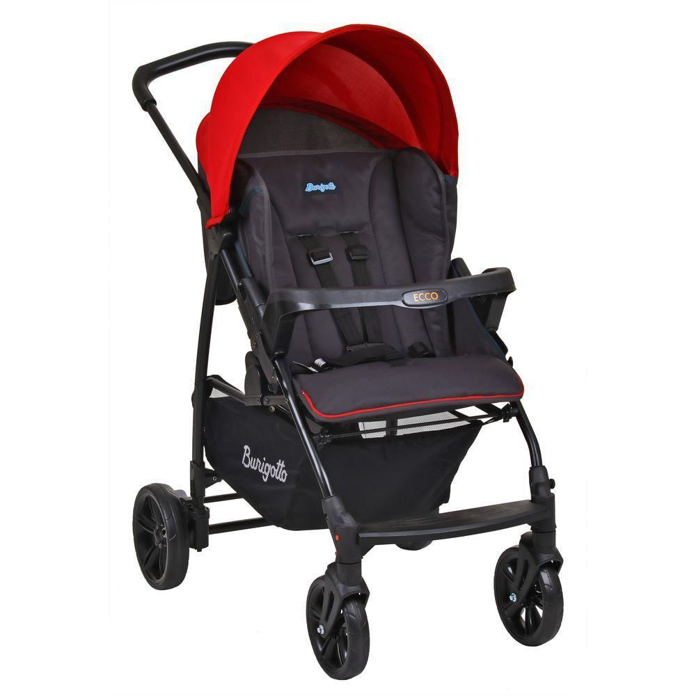 Carrinho de Bebê para Passeio Burigotto Ecco de 0 até 15 Kg - Cinza com Vermelho