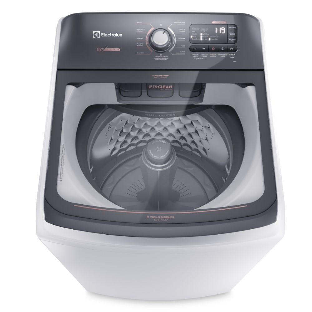 Máquina de Lavar 15kg Electrolux Premium Care com Cesto Inox. Jet&Clean e Time Control (LEC15) 127V