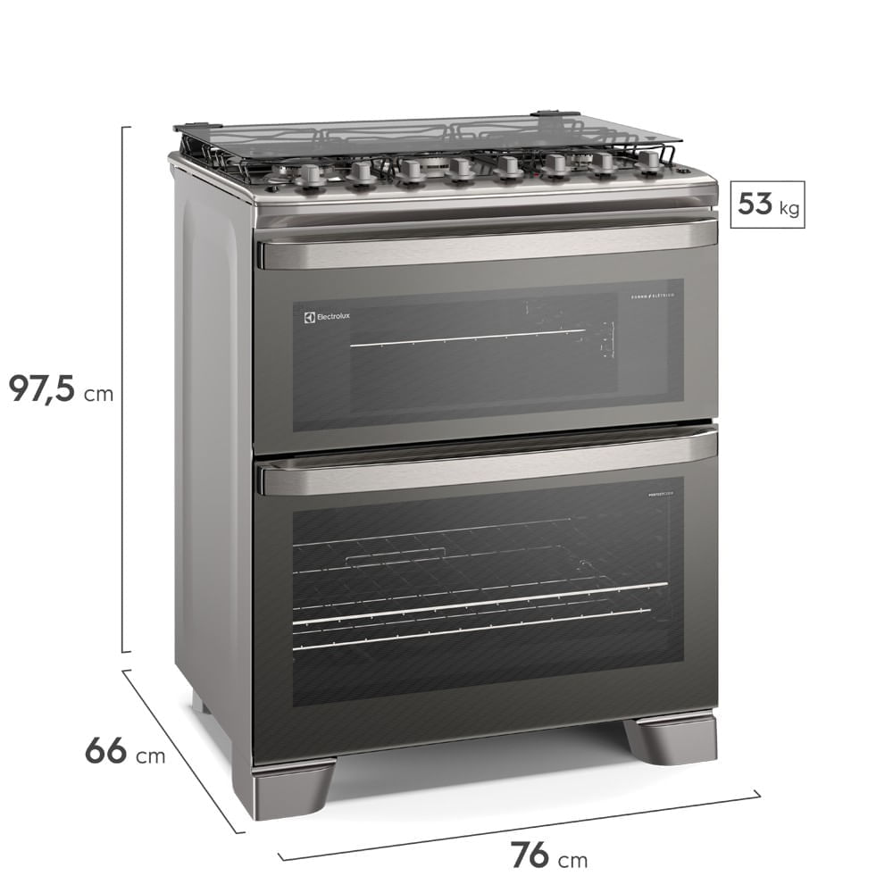 Fogão 5 bocas Electrolux Cinza Experience 2 Fornos, PerfectCook360 e Tripla Chama (FE5DC) 220V