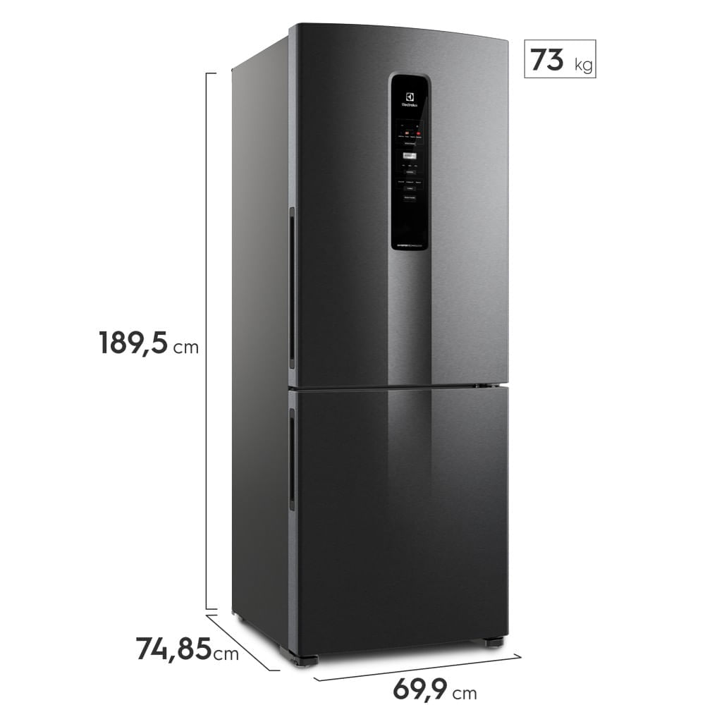 Geladeira Electrolux Frost Free Inverter 490L com AutoSense Inverse Black Inox Look (IB7B) 127V