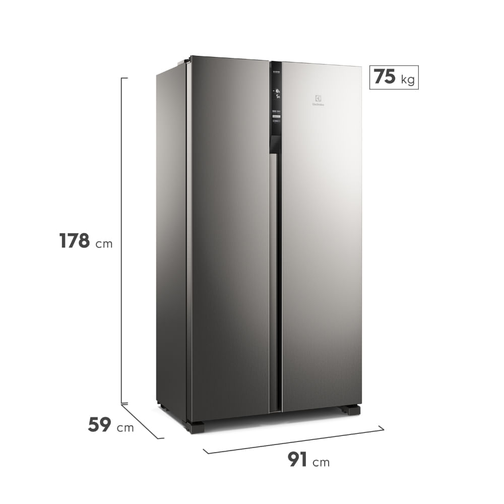 Geladeira Electrolux Frost Free Inverter 435L Efficient com AutoSense Side by Side cor Inox Look (IS4S) 127V