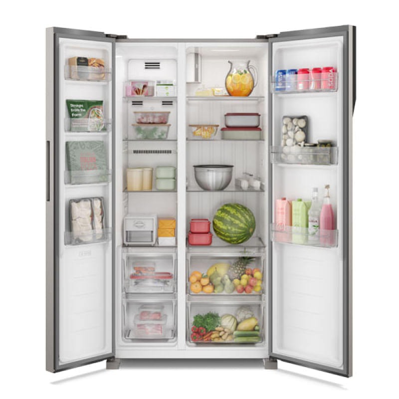 Geladeira Electrolux Frost Free Inverter 435L Efficient com AutoSense Side by Side cor Inox Look (IS4S) 127V
