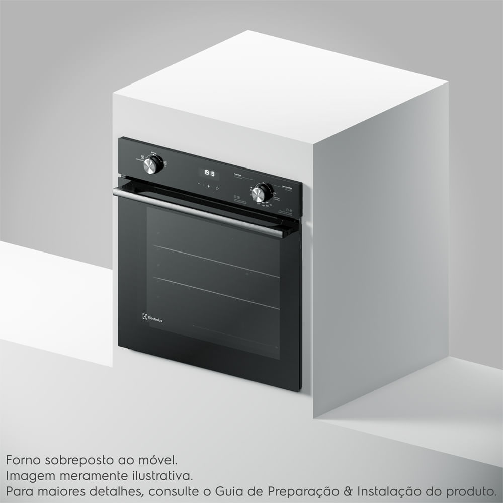 Forno de Embutir Electrolux a Gás 80L Efficient com PerfectCook360 Preto (OE8GH) 220V