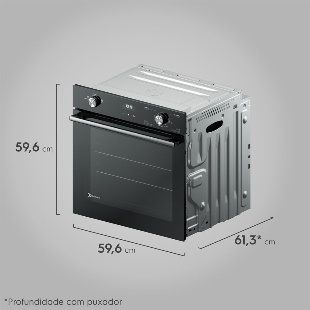 Forno de Embutir Electrolux a Gás 80L Efficient com PerfectCook360 Preto (OE8GH) 220V