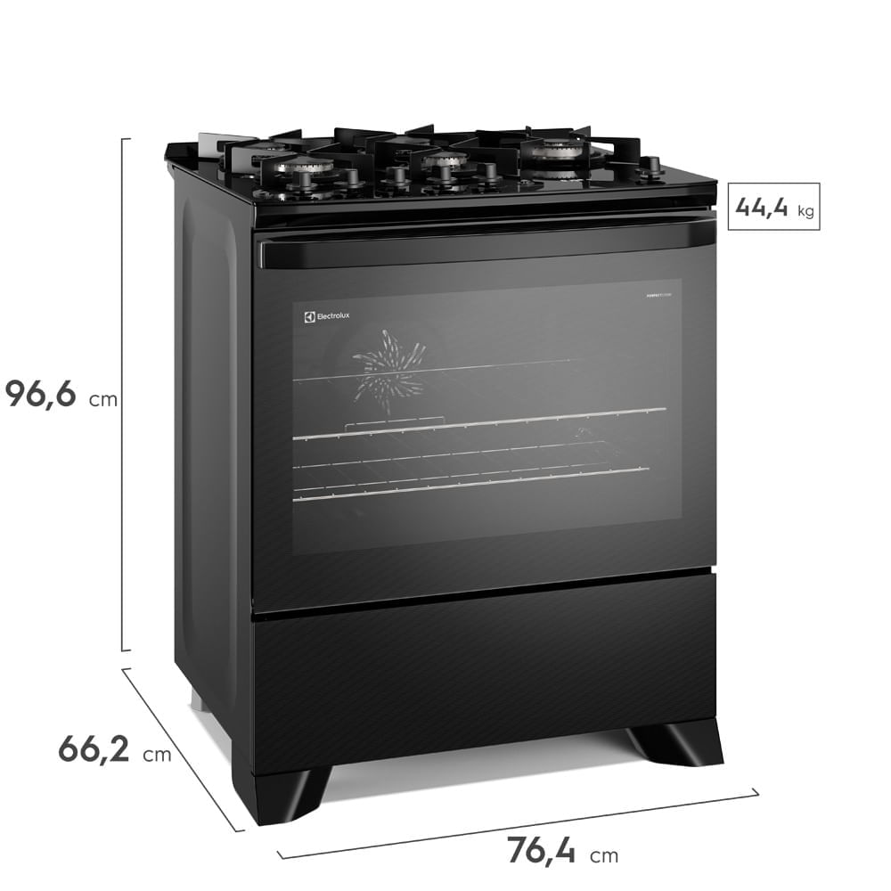 Fogão 5 bocas Electrolux Preto Experience c/ Mesa de Vidro, Grill e PerfectCook360 (FE5CP) 220V