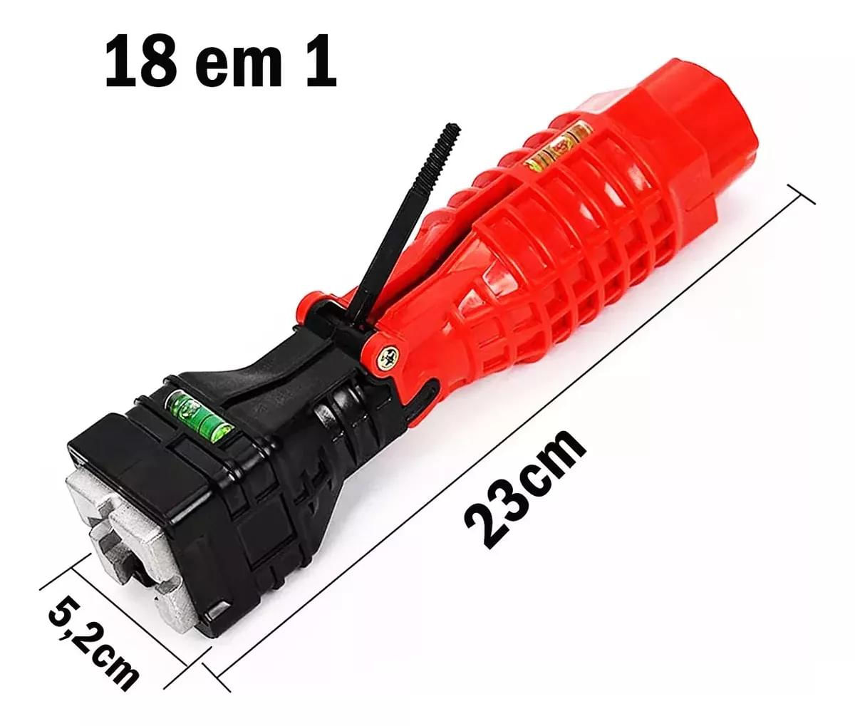 Chave Hidraulica Multifuncional Profissional 18 em 1 - para Pia/Torneira, Instalação e Reparo Fácil
