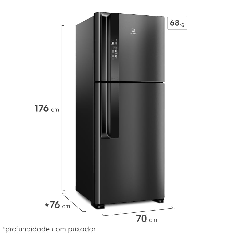 Geladeira Electrolux Frost Free Inverter 431L AutoSense Duplex Cor Black Inox Look (IF55B) 127V