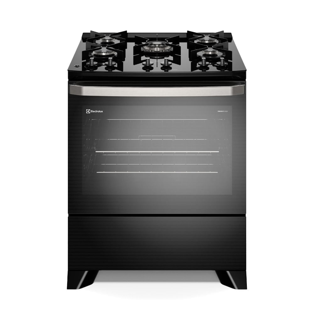 Fogão 5 bocas Electrolux Preto Experience Mesa de Vidro, PerfectCook e VaporBake (FE5GP)