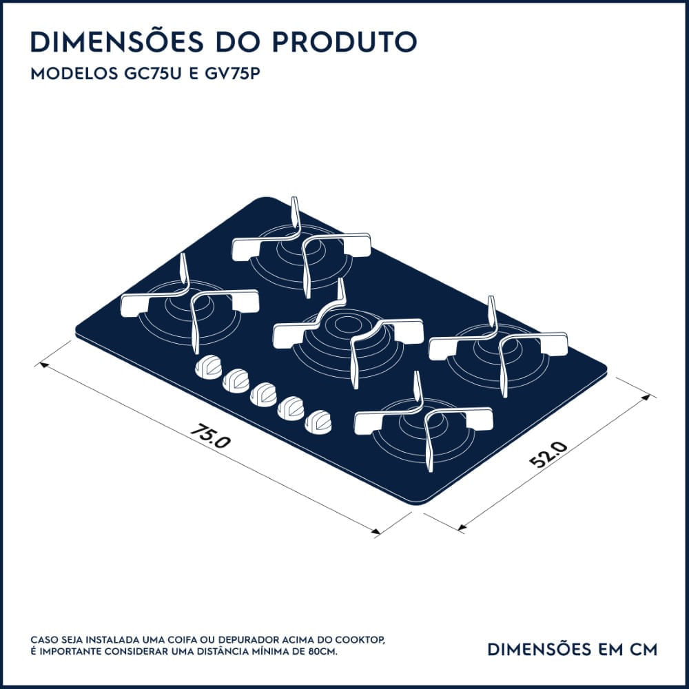 Cooktop 5 Bocas Electrolux a Gás com Tripla Chama e Grades de Ferro Fundido Pro Series (GV75P) Bivolt