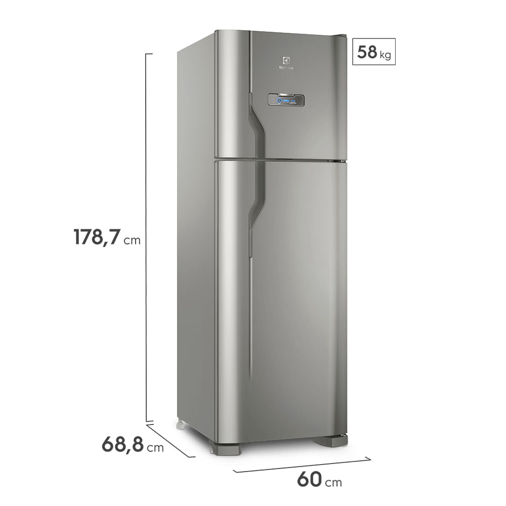 Geladeira Electrolux Frost Free 371L Turbo Congelamento Duplex Cor Inox (DFX41) 127V