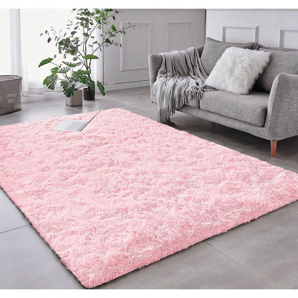 Tapete Sala Felpudo Peludo 200 X 240 Cm Rosa Bebe