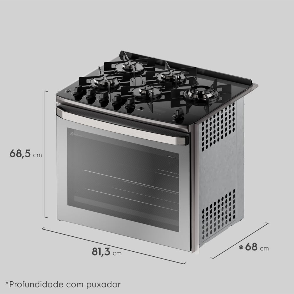 Fogão de Embutir 5 bocas Electrolux Cinza Experience Mesa de Vidro e Grill (FE5EC) 127V