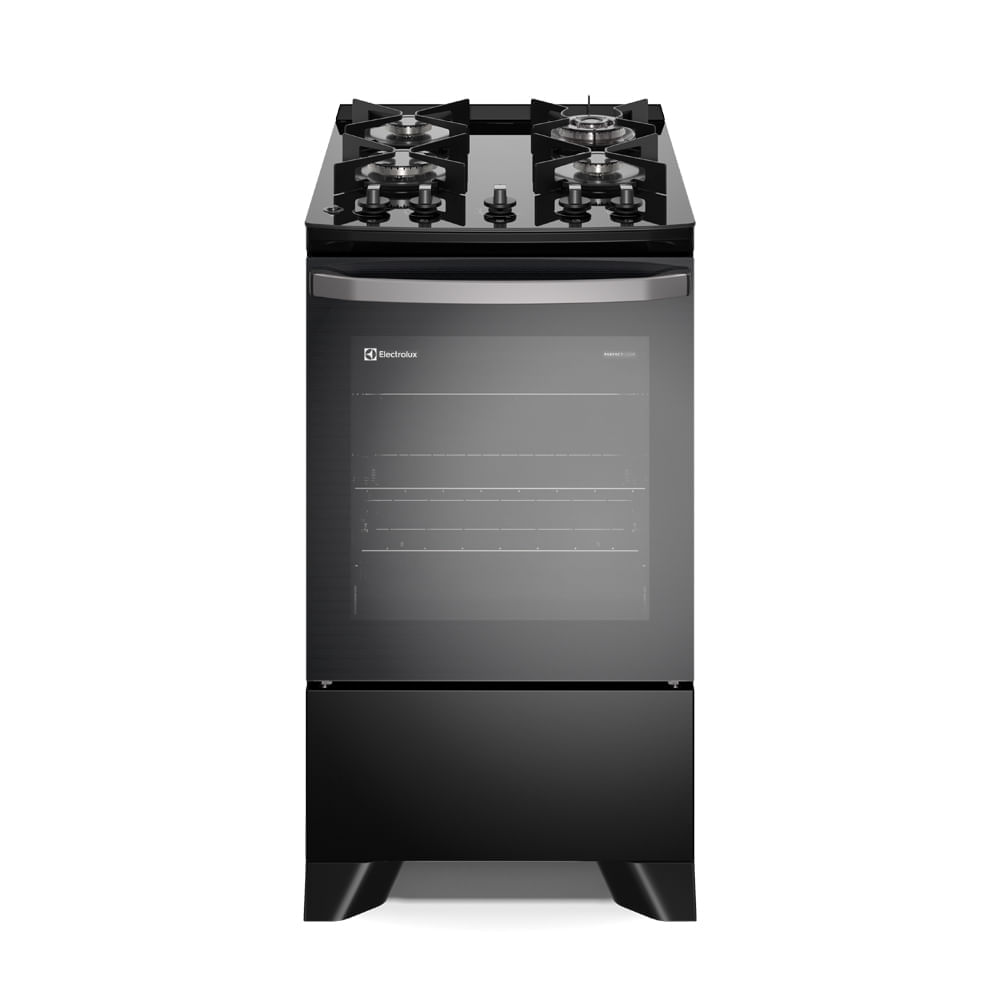 Fogão 4 bocas Electrolux Preto Efficient Mesa de Vidro, PerfectCook e Tripla Chama (FE4GP)