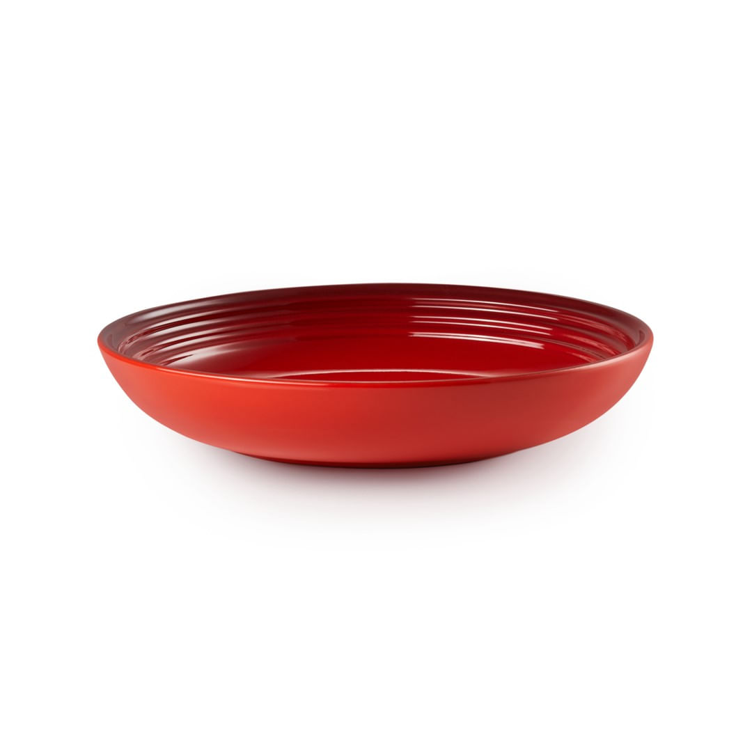 KIT LE CREUSET STOCKPOT EM AÇO INOX ESMALTADO 22CM 7,6L E 2 PRATOS FUNDOS 22CM EM CERÂMICA VERMELHO