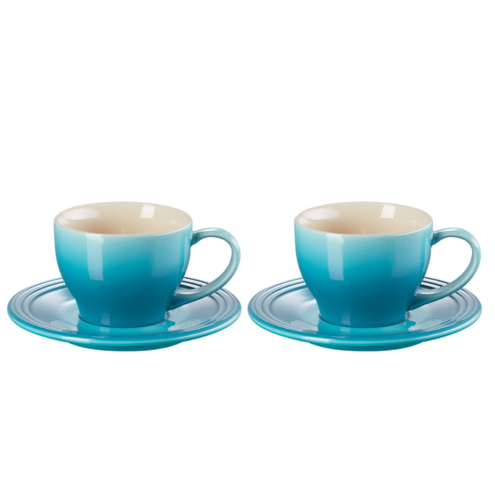 CONJUNTO LE CREUSET 2 CANECAS 200ML ESPRESSO C/ PIRES - Azul Caribe