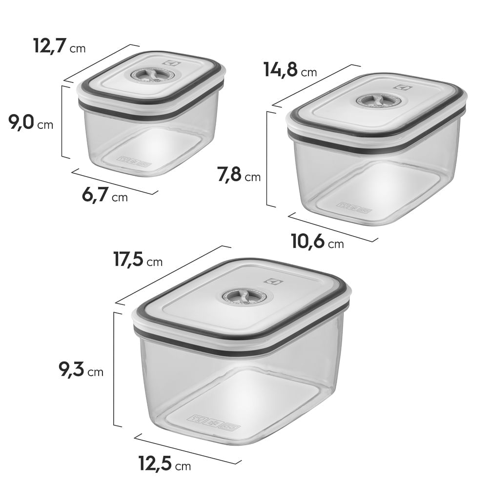 Potes Herméticos Electrolux de Plástico Cinza Retangular com 8 Unidades Não se aplica