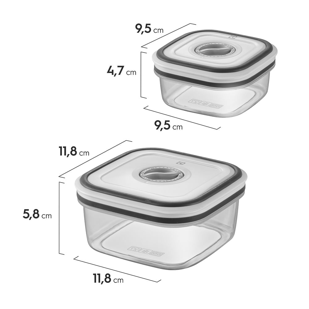 Potes Herméticos Electrolux de Plástico Cinza Retangular com 8 Unidades Não se aplica