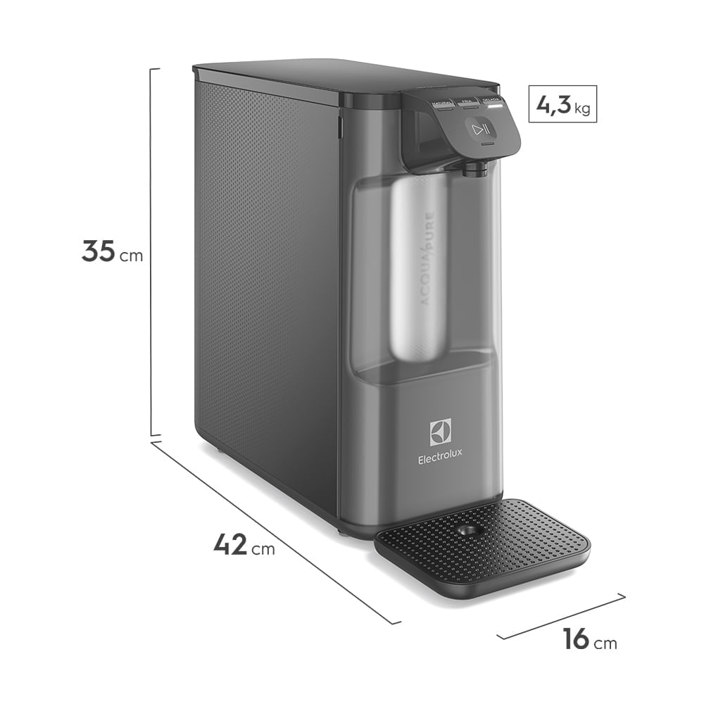 Purificador Electrolux Pure 4x Água Gelada, Fria e Natural com Painel Touch Cinza (PE12G) Bivolt