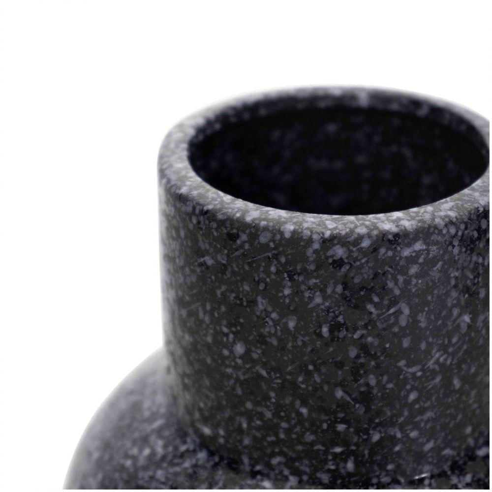 Vaso Em Cerâmica Flocos Preto 24x13 Cm - D'rossi