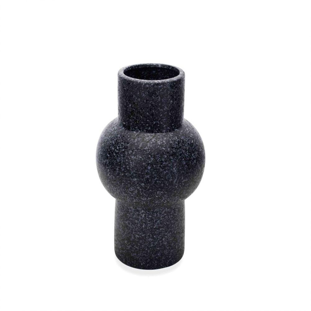 Vaso Em Cerâmica Flocos Preto 24x13 Cm - D'rossi