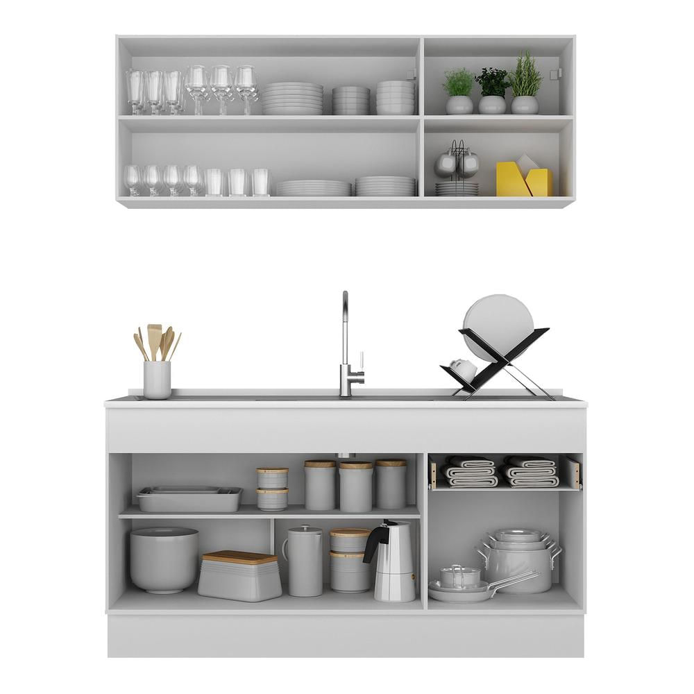 Armário de Cozinha Compacta com Rodapé Veneza Multimóveis MP2114.891 Branco