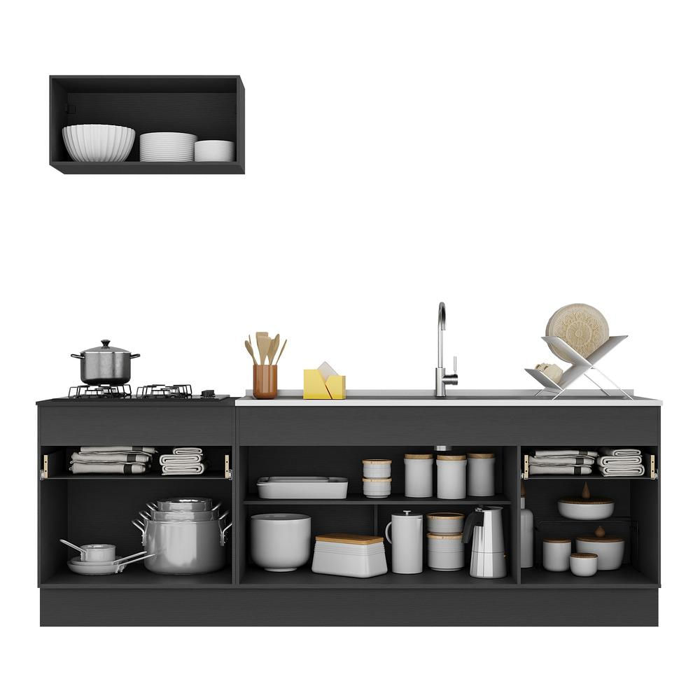 Armário de Cozinha Compacta com Rodapé Veneza Multimóveis MP2109.898 Preto/Branco