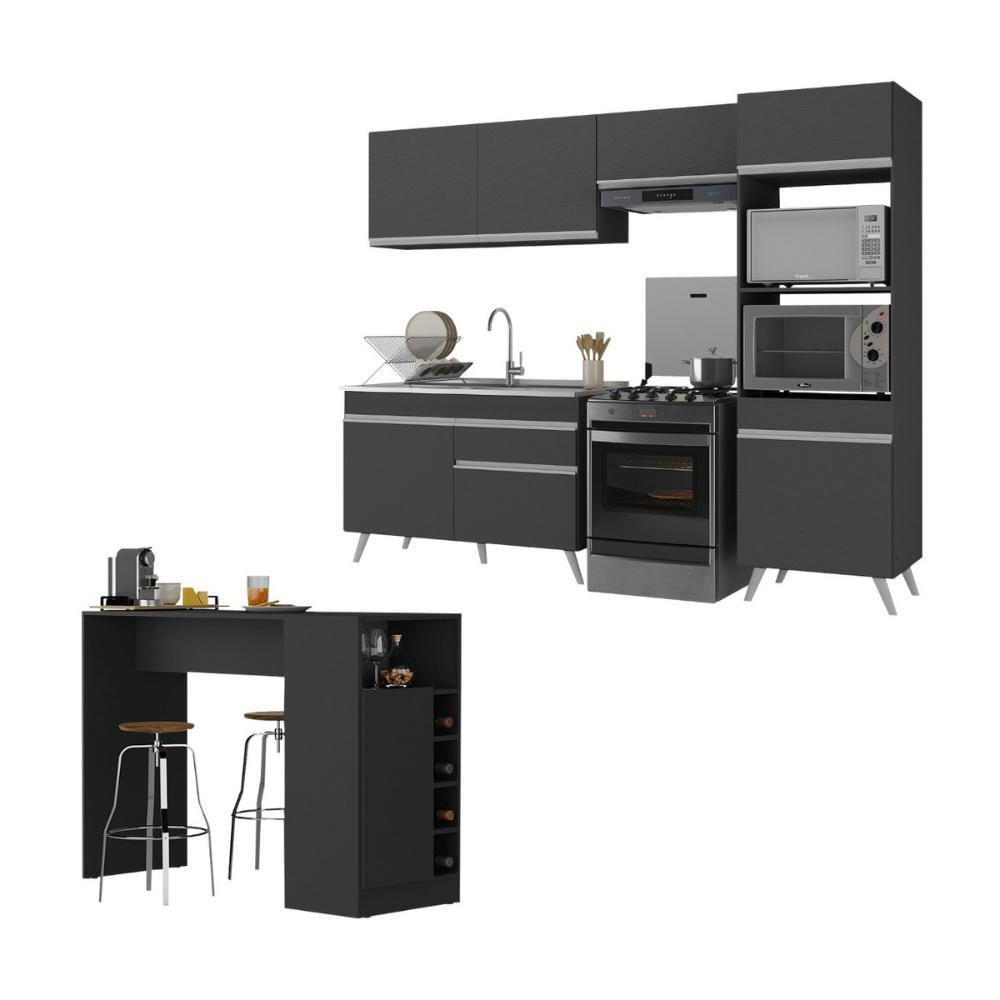 Armário de Cozinha Compacta com Mesa/Bancada Veneza Multimóveis MP2210