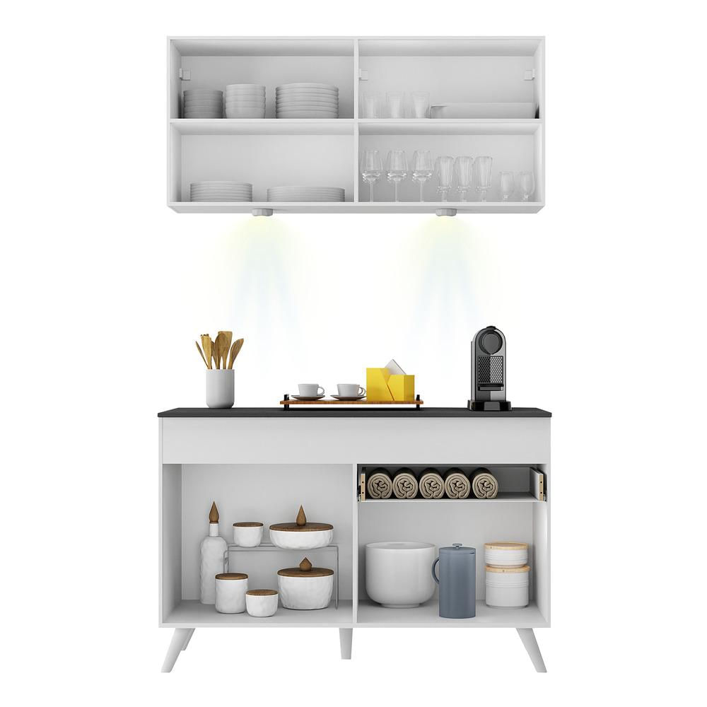 Armário de Cozinha Compacta 120cm com Leds Veneza Up Multimóveis V2012 Branco