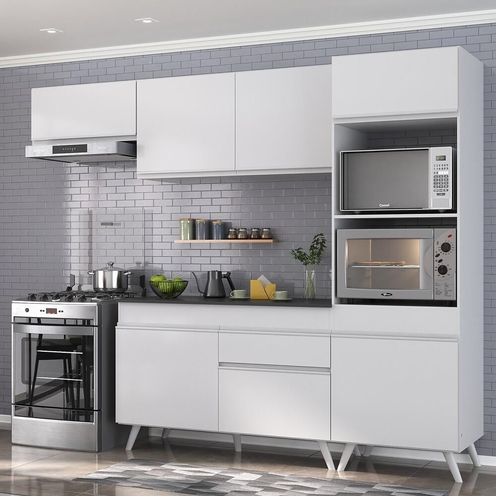 Armário de Cozinha Compacta 252cm Veneza Multimóveis V3690 Branco