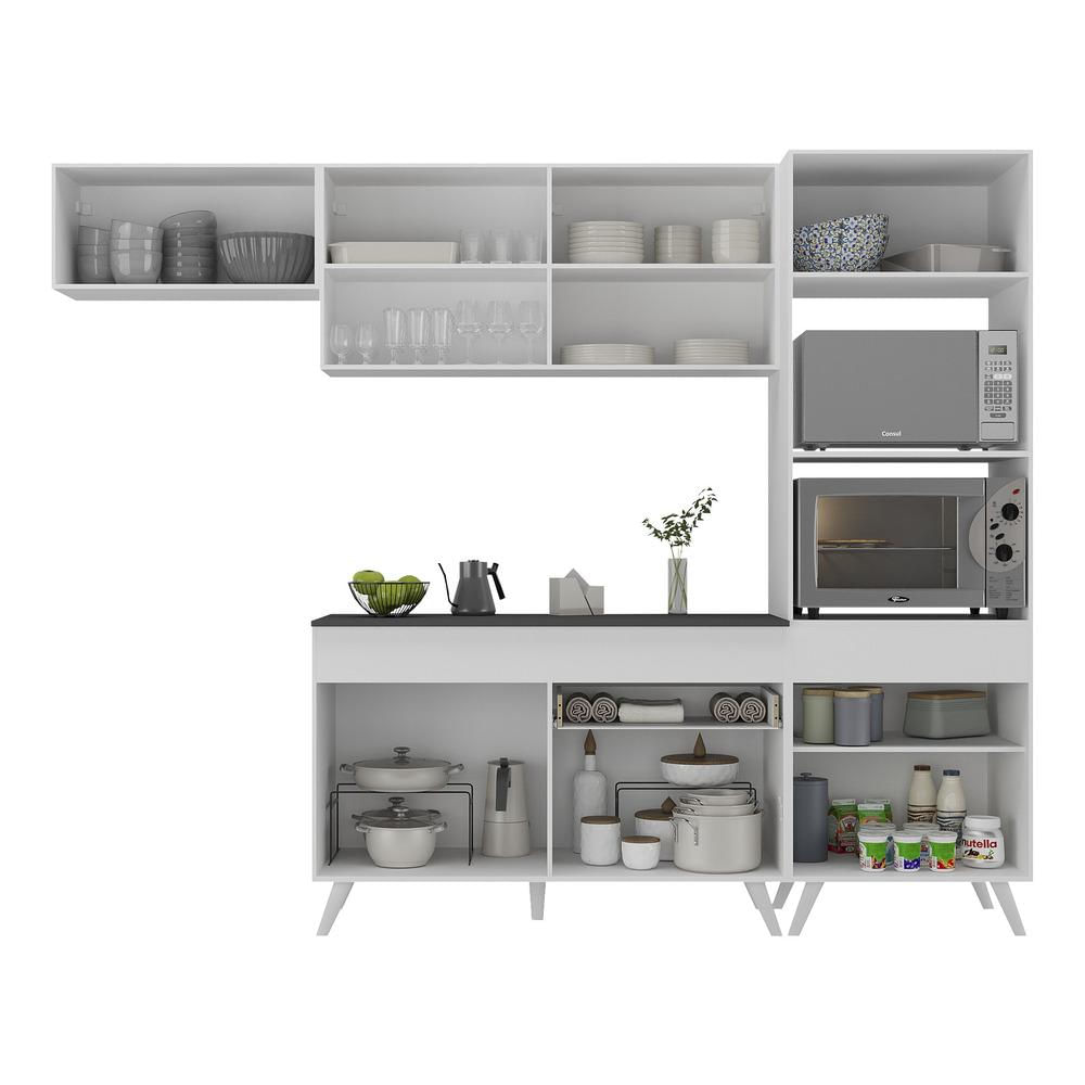 Armário de Cozinha Compacta 252cm Veneza Multimóveis V3690 Branco