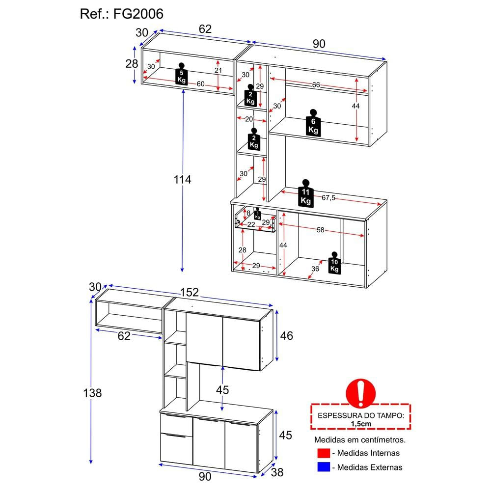 Armário de Cozinha Compacta Multimóveis Sofia FG2006 Preta