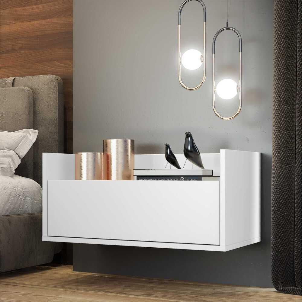 Mesa de Cabeceira 60 cm Suspensa Multimóveis FG3626 Branca