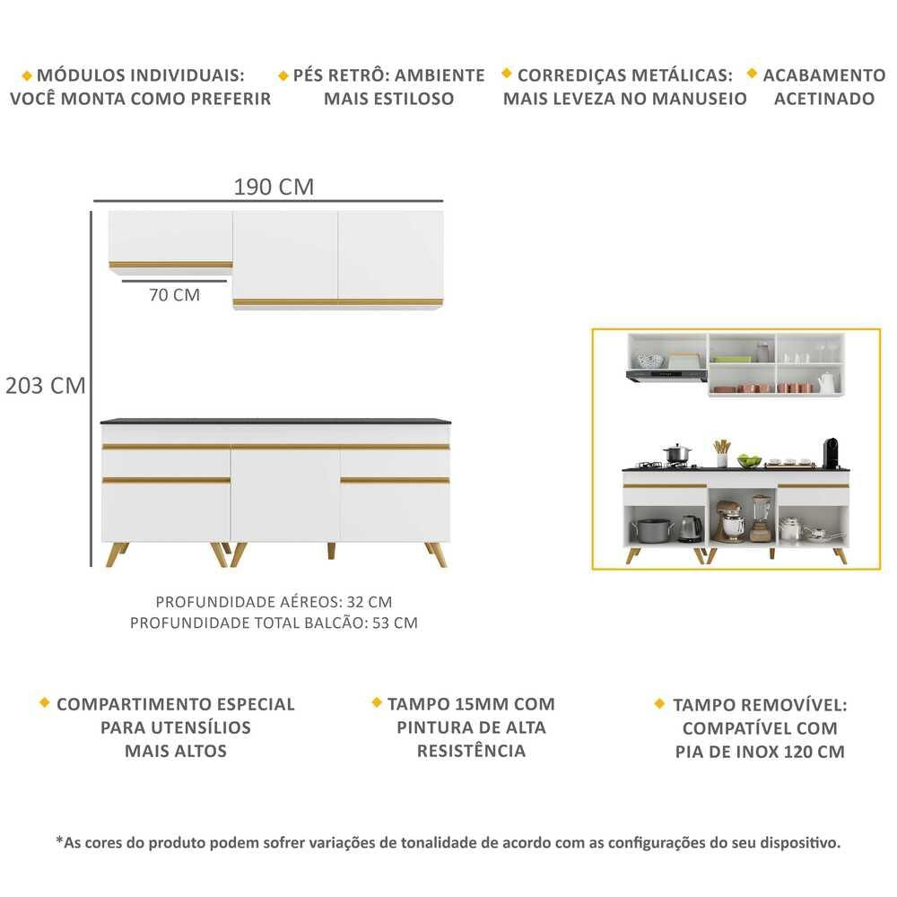 Armário de Cozinha Compacta Multimóveis Veneza GW FG3705 Branca