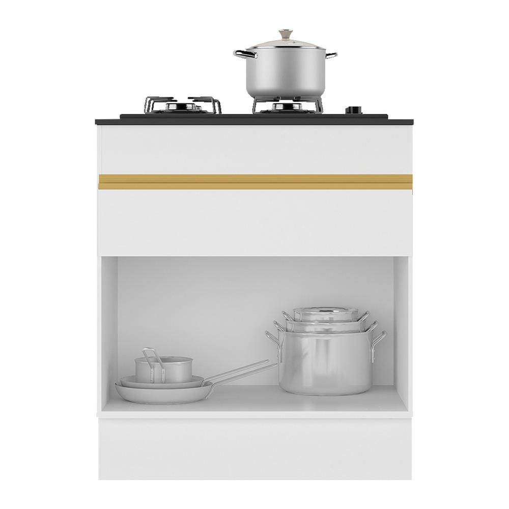 Balcão Cozinha com Rodapé para Cooktop 70 cm 1 Porta 1 Gaveta Veneza GW Multimóveis MP2118 Branco