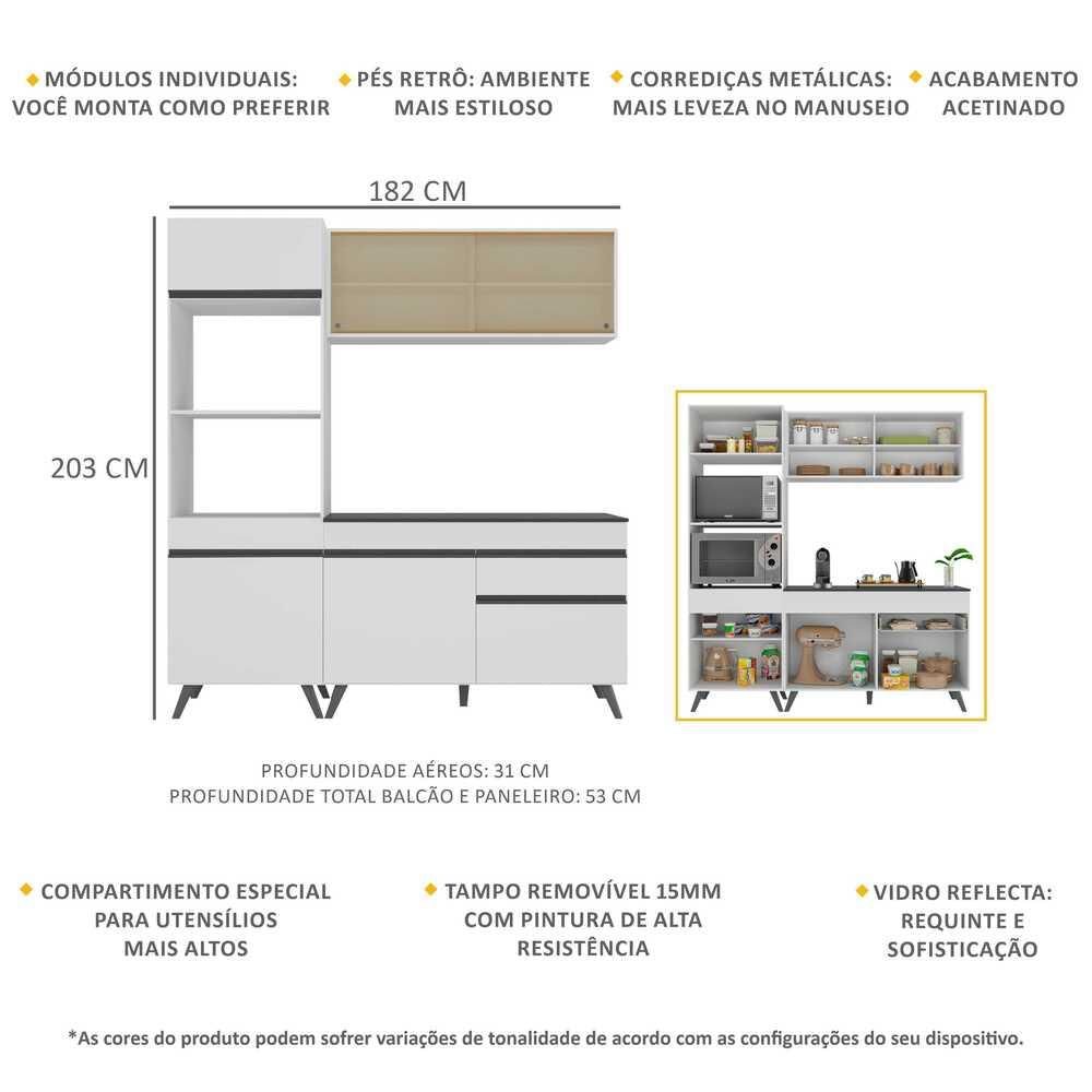 Armário de Cozinha Compacta 3 peças MP3695.964 Veneza Branco