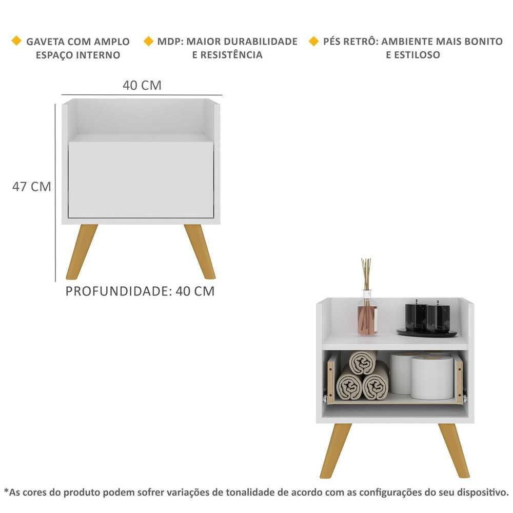 Gabinete Armário Banheiro 40 cm com Pés Retrô Multimóveis MP5037 Branco/Natural