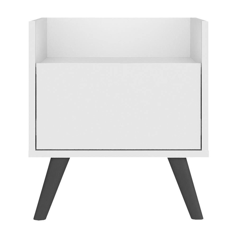 Mesa de Cabeceira 40cm Retrô Multimóveis V4041 BRANCO E PRETO