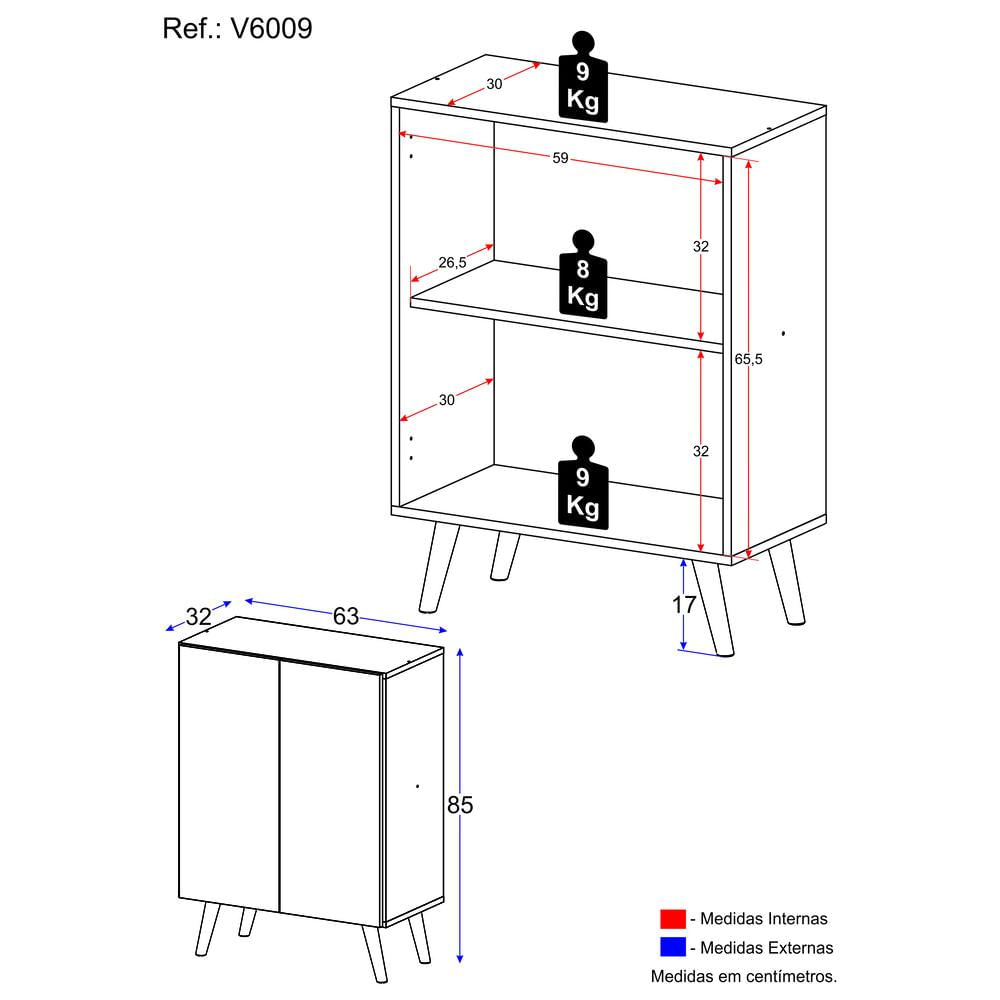 Sapateira 2 Portas Retrô Nina Multimóveis V6009 Preto/Branco