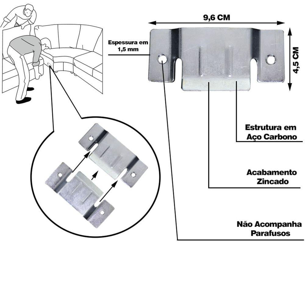 Engate Conector União Para Sofá Cabeceiras E Painel De Tv 1 Par