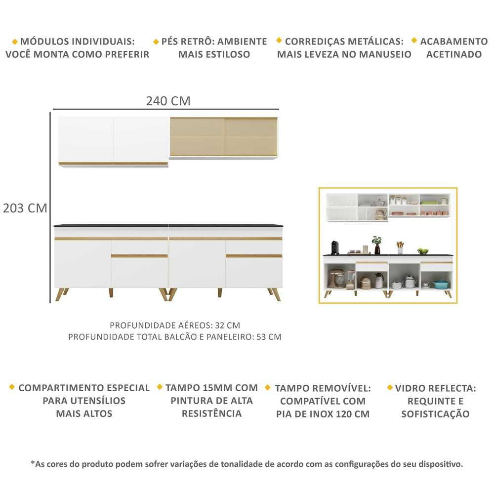 Armário de Cozinha Compacta Multimóveis Veneza GW FG3696 Branca