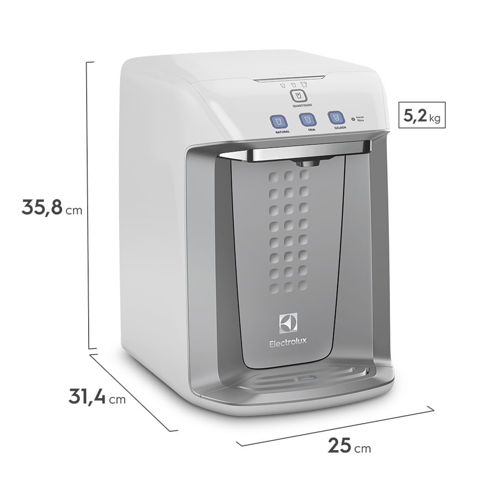 Purificador Electrolux Água Gelada, Fria e Natural Branco (PA21G) Bivolt