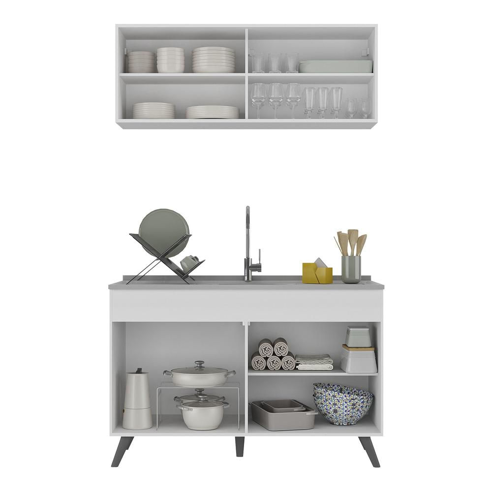 Armário de Cozinha Compacta 2 peças  Veneza Multimóveis MP2140.964 Branco/Preto