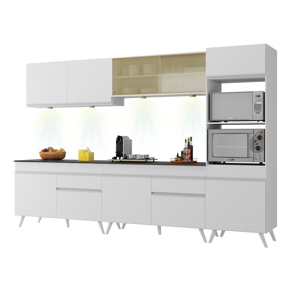 Armário de Cozinha Completa 5 peças com Leds MP2014.891 Veneza Up Multimóveis Branco