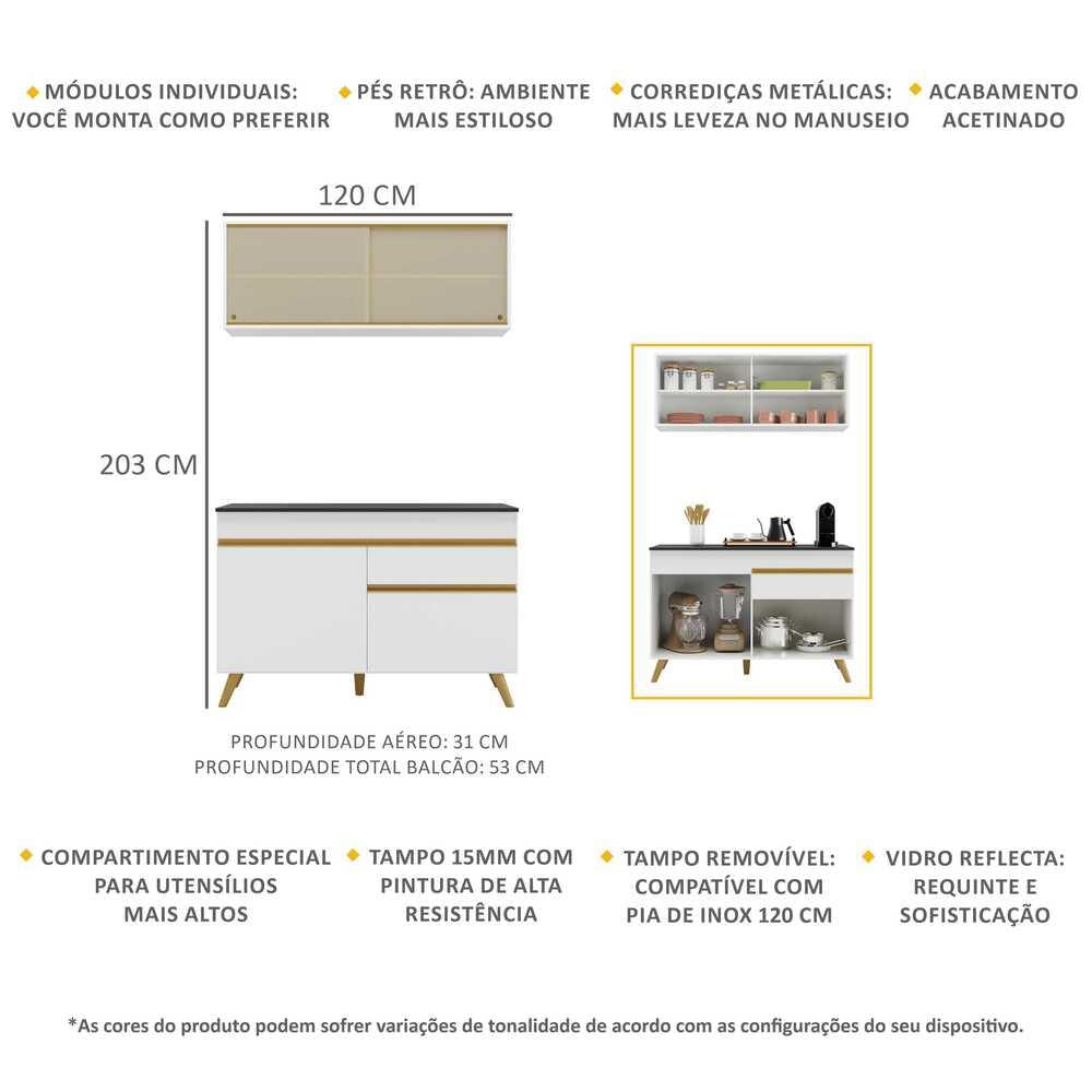 Armário de Cozinha Compacta 2 peças MP3688 Veneza GW Multimóveis Branca