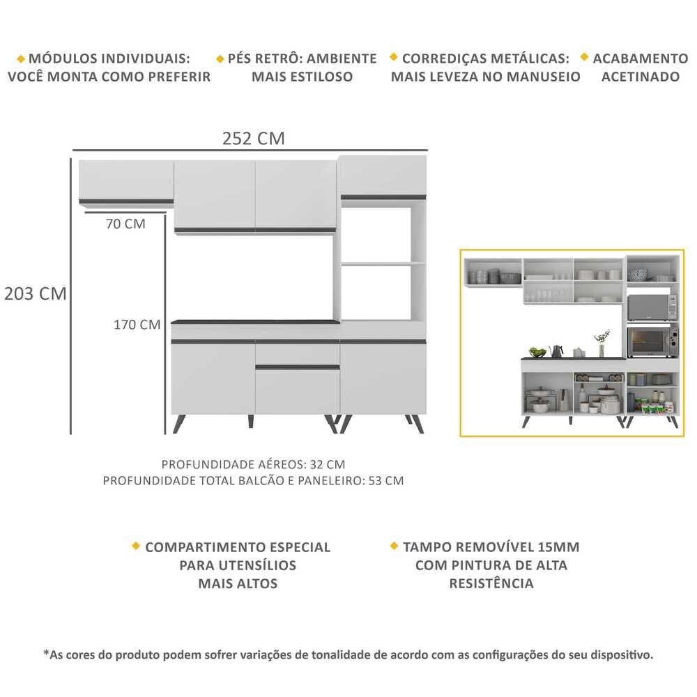 Armário de Cozinha Compacta 4 peças MP3690.964 Veneza Branco