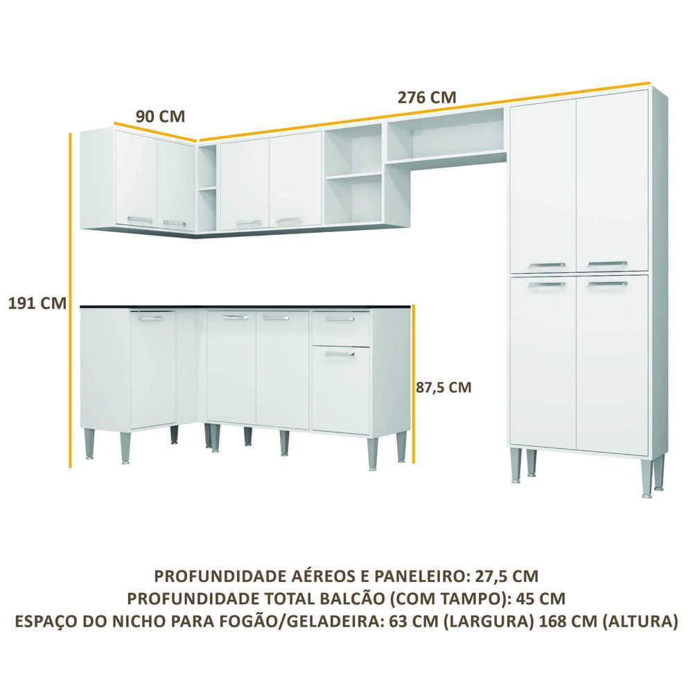 Armário de Cozinha Completa Multimóveis Xangai Zouk FG3158 Branca